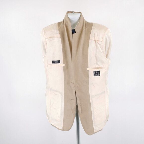 Jos A Bank Wool Silk Ramie Woven Wool Tan 2 Button Blazer 40R Tagged 41R - Picture 10 of 13